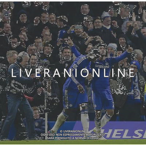 Chelsea\'s Willian celebrates scoring his sides first goal, securing a late 1-0 victory Photographer Craig Mercer/CameraSport Football - Barclays Premiership - Chelsea v Everton - Wednesday 11th February 2015 - Stamford Bridge - London © CameraSport - 43 Linden Ave. Countesthorpe. Leicester. England. LE8 5PG - Tel: +44 (0) 116 277 4147 - admin@camerasport.com - www.camerasport.com AG ALDO LIVERANI SAS ONLY ITALY