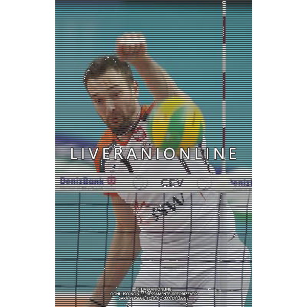 12.02.2015 Jastrzebie Zdroj sport siatkowka mezczyzn Liga Mistrzow 2015 , 2015 CEV DenizBank Volleyball Champions League - Men . Jastrzebski Wegiel (biale) - Sir Safety Perugia (czerwone) n/z. Michal Lasko . Fot. Tomasz Wantula / EDYTOR.net/NEWSPIX.PL --- Newspix.pl /Agenzia Aldo Liverani sas - ITALY ONLY - EDITORIAL USE ONLY *** Local Caption *** www.newspix.pl mail us: info@newspix.pl call us: 0048 022 23 22 222 --- Polish Picture Agency by Ringier Axel Springer Poland