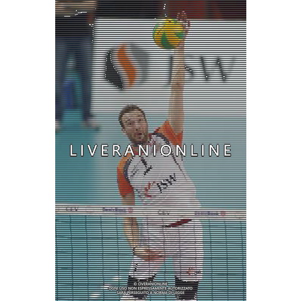 12.02.2015 Jastrzebie Zdroj sport siatkowka mezczyzn Liga Mistrzow 2015 , 2015 CEV DenizBank Volleyball Champions League - Men . Jastrzebski Wegiel (biale) - Sir Safety Perugia (czerwone) n/z. Michal Lasko . Fot. Tomasz Wantula / EDYTOR.net/NEWSPIX.PL --- Newspix.pl /Agenzia Aldo Liverani sas - ITALY ONLY - EDITORIAL USE ONLY *** Local Caption *** www.newspix.pl mail us: info@newspix.pl call us: 0048 022 23 22 222 --- Polish Picture Agency by Ringier Axel Springer Poland