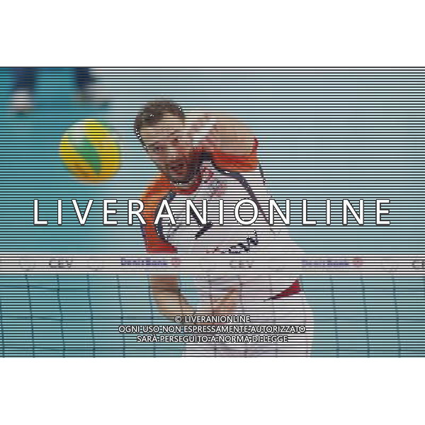 12.02.2015 Jastrzebie Zdroj sport siatkowka mezczyzn Liga Mistrzow 2015 , 2015 CEV DenizBank Volleyball Champions League - Men . Jastrzebski Wegiel (biale) - Sir Safety Perugia (czerwone) n/z. Michal Lasko . Fot. Tomasz Wantula / EDYTOR.net/NEWSPIX.PL --- Newspix.pl /Agenzia Aldo Liverani sas - ITALY ONLY - EDITORIAL USE ONLY *** Local Caption *** www.newspix.pl mail us: info@newspix.pl call us: 0048 022 23 22 222 --- Polish Picture Agency by Ringier Axel Springer Poland
