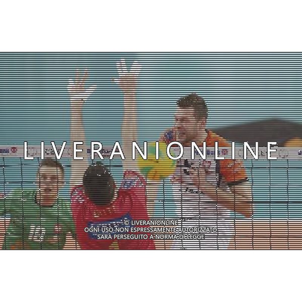 12.02.2015 Jastrzebie Zdroj sport siatkowka mezczyzn Liga Mistrzow 2015 , 2015 CEV DenizBank Volleyball Champions League - Men . Jastrzebski Wegiel (biale) - Sir Safety Perugia (czerwone) n/z. Damian Wojtaszek , Patryk Czarnowski . Fot. Tomasz Wantula / EDYTOR.net/NEWSPIX.PL --- Newspix.pl /Agenzia Aldo Liverani sas - ITALY ONLY - EDITORIAL USE ONLY *** Local Caption *** www.newspix.pl mail us: info@newspix.pl call us: 0048 022 23 22 222 --- Polish Picture Agency by Ringier Axel Springer Poland