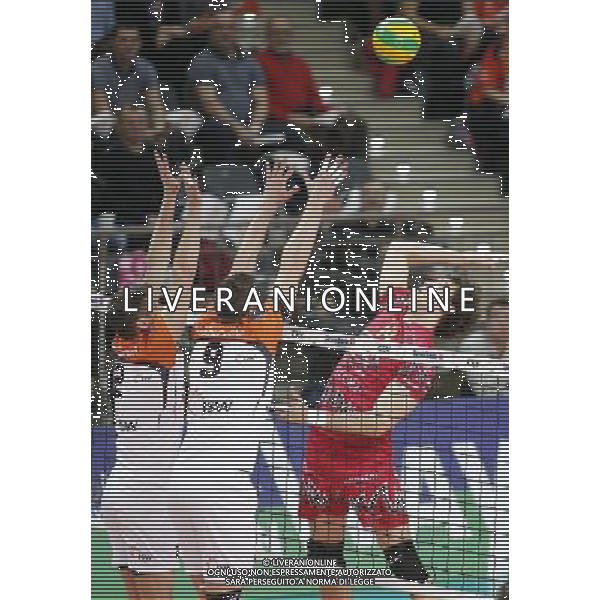 12.02.2015 Jastrzebie Zdroj sport siatkowka mezczyzn Liga Mistrzow 2015 , 2015 CEV DenizBank Volleyball Champions League - Men . Jastrzebski Wegiel (biale) - Sir Safety Perugia (czerwone) n/z. Alaksandr Atanasijevic . Fot. Tomasz Wantula / EDYTOR.net/NEWSPIX.PL --- Newspix.pl /Agenzia Aldo Liverani sas - ITALY ONLY - EDITORIAL USE ONLY *** Local Caption *** www.newspix.pl mail us: info@newspix.pl call us: 0048 022 23 22 222 --- Polish Picture Agency by Ringier Axel Springer Poland