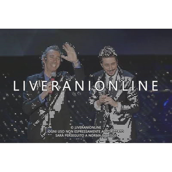 TERZA SERATA 65mo FESTIVAL DELLA CANZONE ITALIANA DI SANREMO 12 FEBBRAIO 2015 nella foto Luca Bizzarri e Paolo Kessisoglu ©Gazzaniga/Agenzia Aldo Liverani sas