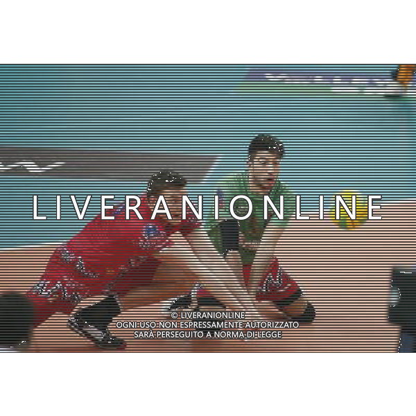 12.02.2015 Jastrzebie Zdroj sport siatkowka mezczyzn Liga Mistrzow 2015 , 2015 CEV DenizBank Volleyball Champions League - Men . Jastrzebski Wegiel (biale) - Sir Safety Perugia (czerwone) n/z. Christian Fromm (L), Fabio Fanuli (P). Fot. Tomasz Wantula / EDYTOR.net / NEWSPIX.PL --- Newspix.pl AG ALDO LIVERANI SAS ONLY ITALY *** Local Caption *** www.newspix.pl mail us: info@newspix.pl call us: 0048 022 23 22 222 --- Polish Picture Agency by Ringier Axel Springer Poland