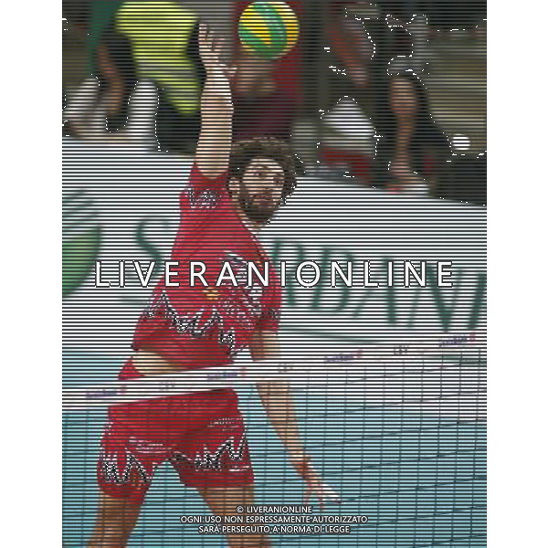 12.02.2015 Jastrzebie Zdroj sport siatkowka mezczyzn Liga Mistrzow 2015 , 2015 CEV DenizBank Volleyball Champions League - Men . Jastrzebski Wegiel (biale) - Sir Safety Perugia (czerwone) n/z. Thomas Beretta . Fot. Tomasz Wantula / EDYTOR.net / NEWSPIX.PL --- Newspix.pl AG ALDO LIVERANI SAS ONLY ITALY *** Local Caption *** www.newspix.pl mail us: info@newspix.pl call us: 0048 022 23 22 222 --- Polish Picture Agency by Ringier Axel Springer Poland