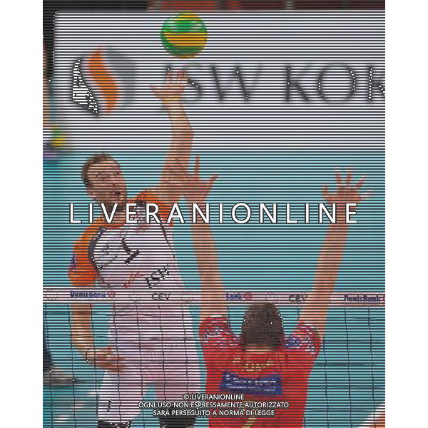 2015.02.12 JASTRZEBIE ZDROJ SIATKOWKA 2015 CEV DENIZBANK VOLLEYBAL CHAMPIONS LEAGUE / SIATKOWKA LIGA MISTRZOW MEZCZYZN JASTRZEBSKI WEGIEL - SIR SAFETY PERUGIA N/Z MICHAL LASKO FOTO RAFAL RUSEK / PRESSFOCUS / NEWSPIX.PL --- Newspix.pl AG ALDO LIVERANI SAS ONLY ITALY *** Local Caption *** www.newspix.pl mail us: info@newspix.pl call us: 0048 022 23 22 222 --- Polish Picture Agency by Ringier Axel Springer Poland