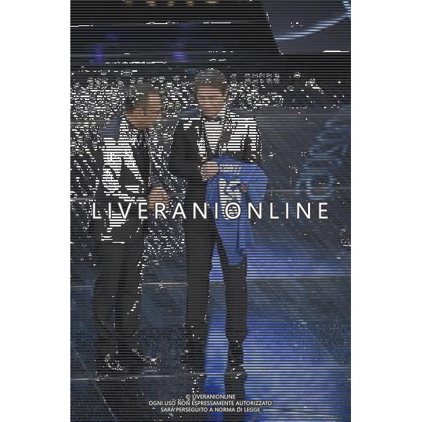 QUARTA SERATA 65mo FESTIVAL DELLA CANZONE ITALIANA DI SANREMO 13 FEBBRAIO 2015 NELLA FOTO CARLO CONTI CON ANTONIO CONTE ©Gazzaniga/Agenzia Aldo Liverani Sas