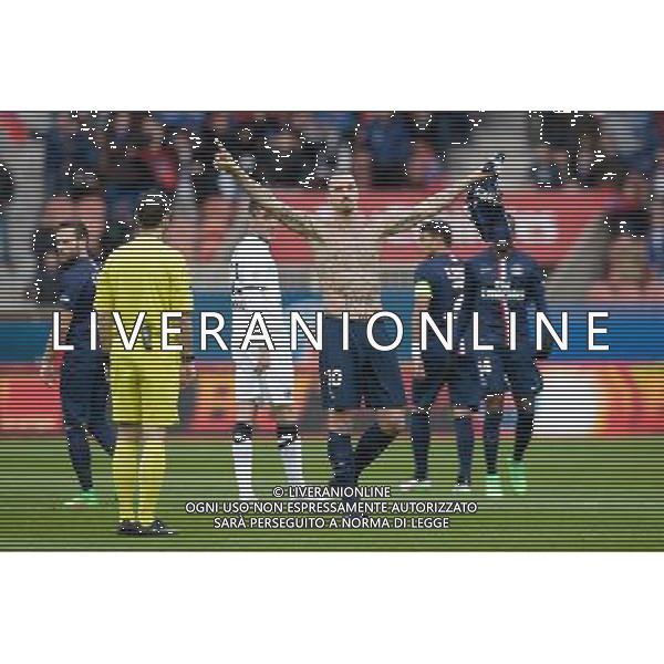 Joie Zlatan Ibrahimovic - 14.02.2015 - Paris Saint Germain / Caen - 25eme journee de Ligue 1 Photo : Andre Ferreira / Icon Sport AG ALDO LIVERANI SAS ONLY ITALY