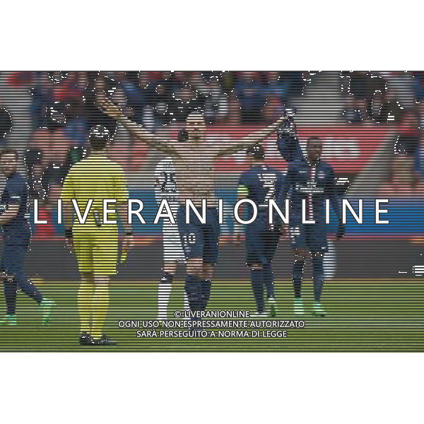 Joie Zlatan Ibrahimovic - 14.02.2015 - Paris Saint Germain / Caen - 25eme journee de Ligue 1 Photo : Andre Ferreira / Icon Sport AG ALDO LIVERANI SAS ONLY ITALY