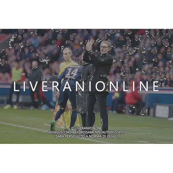 Blaise Matuidi / Laurent Blanc - 14.02.2015 - Paris Saint Germain / Caen - 25eme journee de Ligue 1 Photo : Andre Ferreira / Icon Sport AG ALDO LIVERANI SAS ONLY ITALY