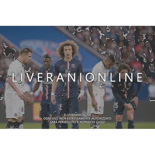 David Luiz / Adrien Rabiot - 14.02.2015 - Paris Saint Germain / Caen - 25eme journee de Ligue 1 Photo : Andre Ferreira / Icon Sport AG ALDO LIVERANI SAS ONLY ITALY