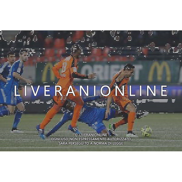 Walid MESLOUB / Arnold MVUEMBA - 15.02.2015 - Lorient / Lyon - 25eme journee de Ligue 1 - Photo : Vincent Michel / Icon Sport AG ALDO LIVERANI SAS ONLY ITALY