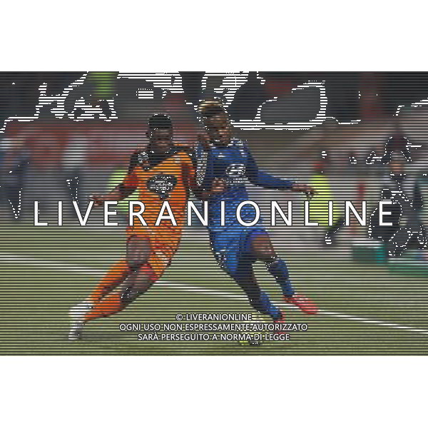 Lamine GASSAMA / Clinton NJIE - 15.02.2015 - Lorient / Lyon - 25eme journee de Ligue 1 - Photo : Vincent Michel / Icon Sport AG ALDO LIVERANI SAS ONLY ITALY