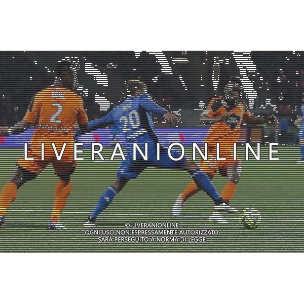 Lamine GASSAMA / Clinton NJIE - 15.02.2015 - Lorient / Lyon - 25eme journee de Ligue 1 - Photo : Vincent Michel / Icon Sport AG ALDO LIVERANI SAS ONLY ITALY