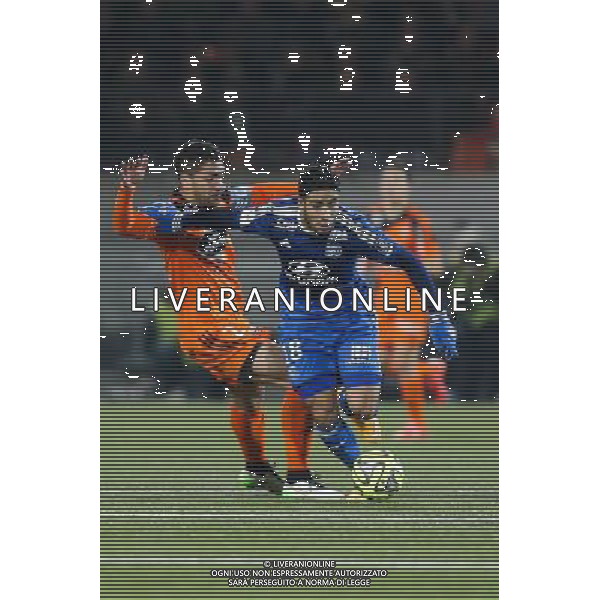 Nabil FEKIR / Wesley LAUTOA - 15.02.2015 - Lorient / Lyon - 25eme journee de Ligue 1 - Photo : Vincent Michel / Icon Sport AG ALDO LIVERANI SAS ONLY ITALY