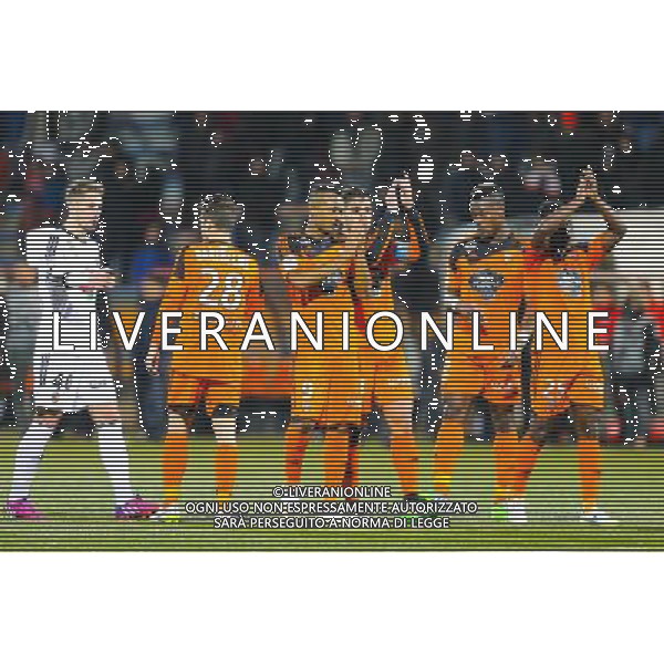Joie groupe Lorient - 15.02.2015 - Lorient / Lyon - 25eme journee de Ligue 1 - Photo : Vincent Michel / Icon Sport AG ALDO LIVERANI SAS ONLY ITALY