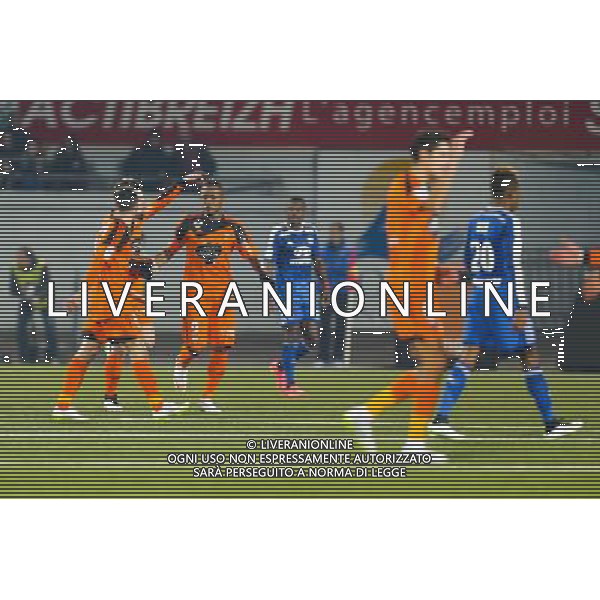 Joie Jordan AYEW / groupe Lorient - 15.02.2015 - Lorient / Lyon - 25eme journee de Ligue 1 - Photo : Vincent Michel / Icon Sport AG ALDO LIVERANI SAS ONLY ITALY