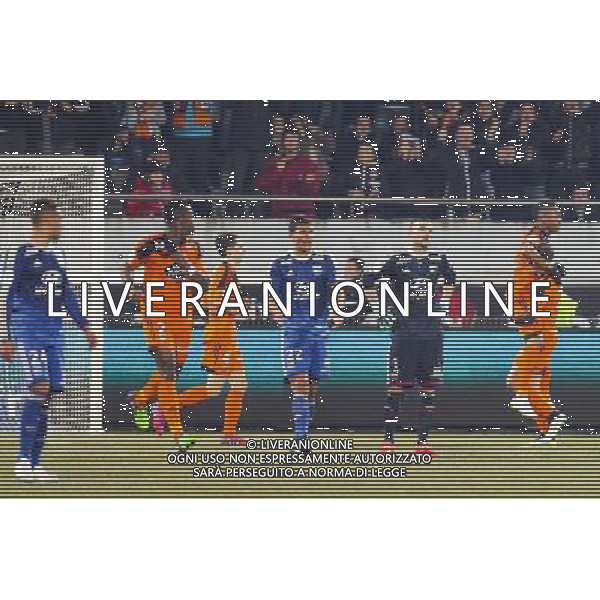 Joie Jordan AYEW / groupe Lorient - 15.02.2015 - Lorient / Lyon - 25eme journee de Ligue 1 - Photo : Vincent Michel / Icon Sport AG ALDO LIVERANI SAS ONLY ITALY