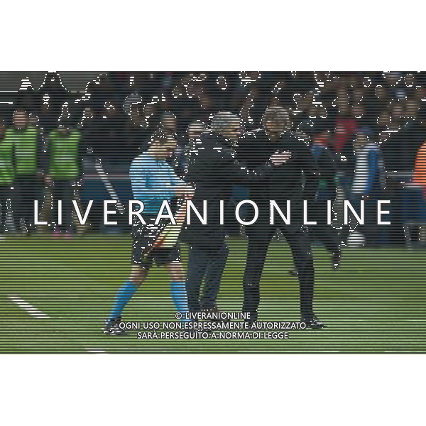 Jose Mourinho / Laurent Blanc - 17.02.2015 - Paris Saint Germain / Chelsea - 1/8Finale aller Champions League Photo : Andre Ferreira / Icon Sport AG ALDO LIVERANI SAS ONLY ITALY
