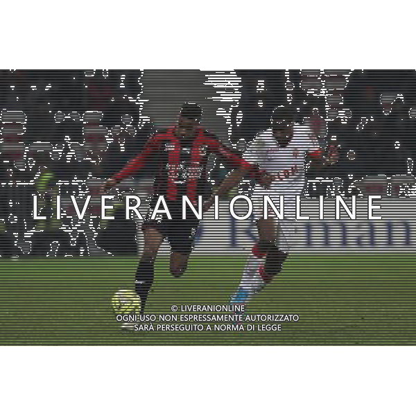 Alassane PLEA / Geoffrey KONDOGBIA - 20.02.2015 - Nice / Monaco - 26e journee Ligue 1 Photo : Jc Magnenet / Icon Sport AG ALDO LIVERANI SAS ONLY ITALY