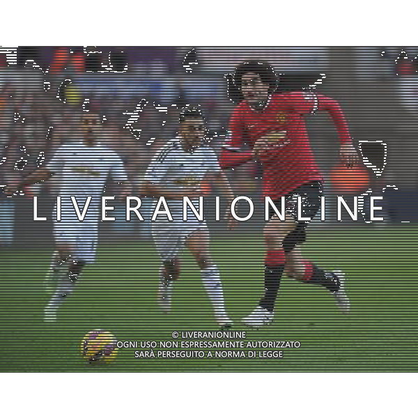 Manchester United\'s Marouane Fellaini in action during todays match Photographer Ashley Crowden/CameraSport Football - Barclays Premiership - Swansea City v Manchester United - Saturday 21st February 2015 - Liberty Stadium - Swansea © CameraSport - 43 Linden Ave. Countesthorpe. Leicester. England. LE8 5PG - Tel: +44 (0) 116 277 4147 - admin@camerasport.com - www.camerasport.com AG ALDO LIVERANI SAS ONLY ITALY