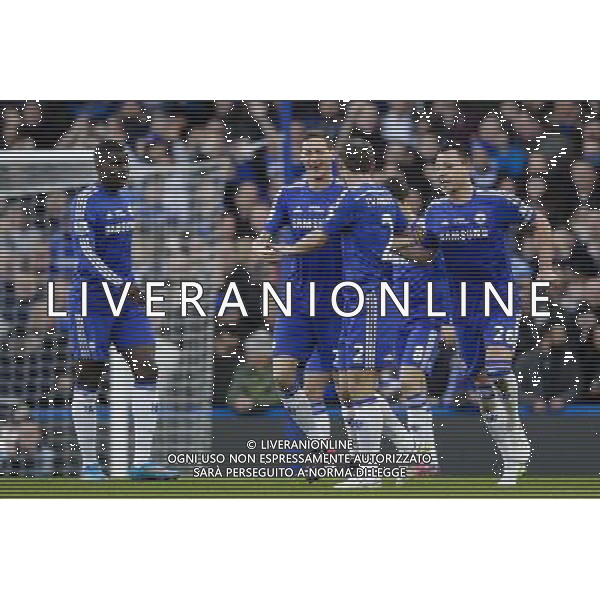 Chelsea\'s Branislav Ivanovic celebrates scoring his sides first goal with team mates Photographer Craig Mercer/CameraSport Football - Barclays Premiership - Chelsea v Burnley - Saturday 21st February 2015 - Stamford Bridge - London © CameraSport - 43 Linden Ave. Countesthorpe. Leicester. England. LE8 5PG - Tel: +44 (0) 116 277 4147 - admin@camerasport.com - www.camerasport.com AG ALDO LIVERANI SAS ONLY ITALY