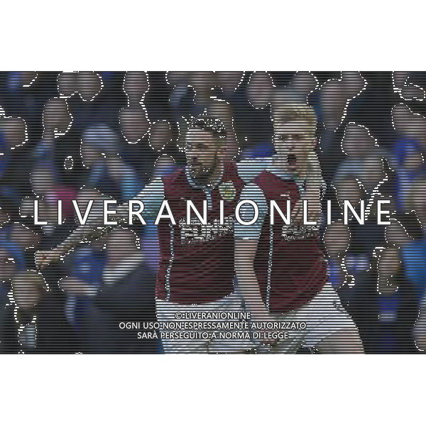 Burnley\'s Ben Mee (right) celebrates with Danny Ings after scoring his sides equalising goal to make the score 1-1 Photographer Craig Mercer/CameraSport Football - Barclays Premiership - Chelsea v Burnley - Saturday 21st February 2015 - Stamford Bridge - London © CameraSport - 43 Linden Ave. Countesthorpe. Leicester. England. LE8 5PG - Tel: +44 (0) 116 277 4147 - admin@camerasport.com - www.camerasport.com AG ALDO LIVERANI SAS ONLY ITALY