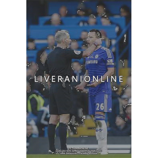 Chelsea\'s John Terry chats with referee Martin Atkinson after Nemanja Matic (not pictured) received a red card Photographer Craig Mercer/CameraSport Football - Barclays Premiership - Chelsea v Burnley - Saturday 21st February 2015 - Stamford Bridge - London © CameraSport - 43 Linden Ave. Countesthorpe. Leicester. England. LE8 5PG - Tel: +44 (0) 116 277 4147 - admin@camerasport.com - www.camerasport.com AG ALDO LIVERANI SAS ONLY ITALY