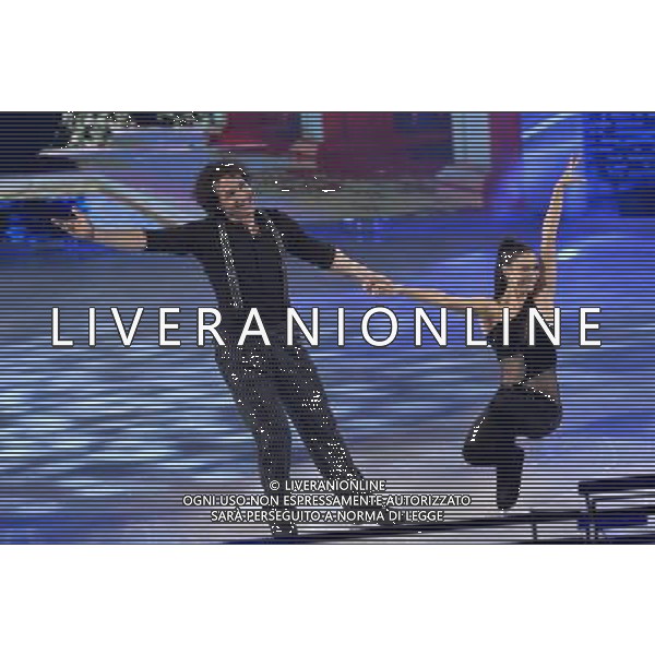Roma - 21/02/2015 - Studi Rai Nomentano - La prima puntata della trasmissione TV \' Notti sul ghiaccio \' - nella foto: Giorgio Rocca e Eve Bentley / Ph. Fabrizio Corradetti - Ag. Aldo Liverani sas