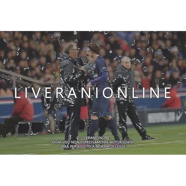 Adrien RABIOT / Laurent BLANC - 21.02.2015 - Paris Saint Germain / Toulouse - 26eme journee de Ligue 1 Photo : Johnny Fidelin / Icon Sport /Agenzia Aldo Liverani sas - ITALY ONLY - EDITORIAL USE ONLY