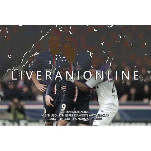 Edinson CAVANI / Zlatan IBRAHIMOVIC - 21.02.2015 - Paris Saint Germain / Toulouse - 26eme journee de Ligue 1 Photo : Johnny Fidelin / Icon Sport /Agenzia Aldo Liverani sas - ITALY ONLY - EDITORIAL USE ONLY