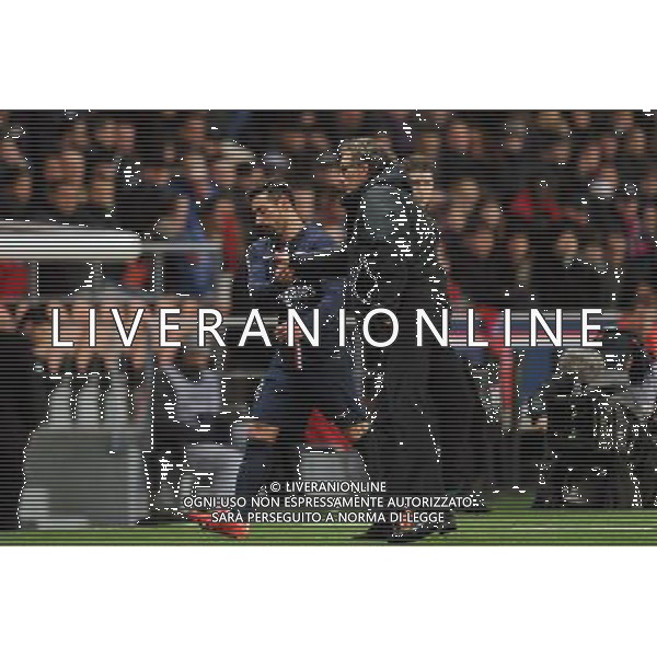 Ezequiel LAVEZZI / Laurent BLANC - 21.02.2015 - Paris Saint Germain / Toulouse - 26eme journee de Ligue 1 Photo : Johnny Fidelin / Icon Sport /Agenzia Aldo Liverani sas - ITALY ONLY - EDITORIAL USE ONLY