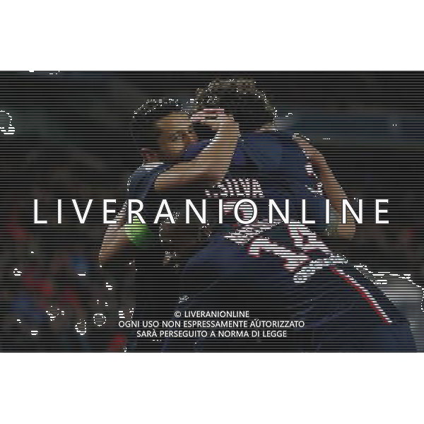 Joie PSG - MARQUINOS / Adrien RABIOT / Blaise MATUIDI - 21.02.2015 - Paris Saint Germain / Toulouse - 26eme journee de Ligue 1 Photo : Johnny Fidelin / Icon Sport /Agenzia Aldo Liverani sas - ITALY ONLY - EDITORIAL USE ONLY