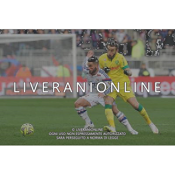 Jordan FERRI / Lucas DEAUX - 22.02.2015 - Lyon / Nantes - 26eme journee de Ligue1 Photo : Jean Paul Thomas / Icon Sport AG ALDO LIVERANI SAS ONLY ITALY