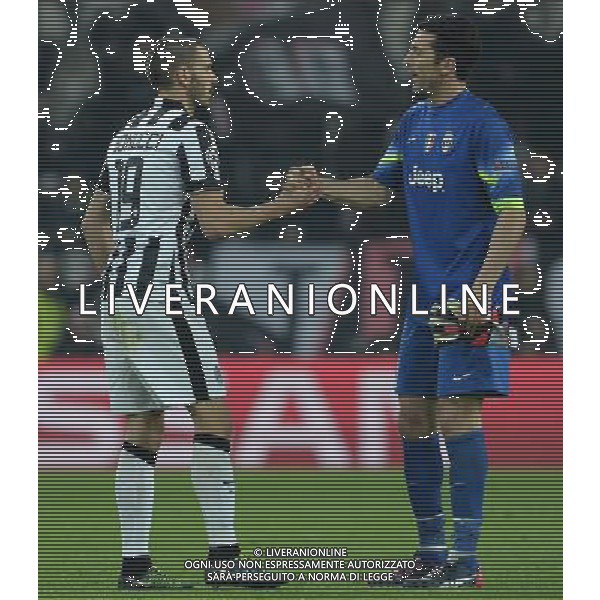 UEFA Champions League 2014/2015 Ottavi di Finale Andata Torino - 24.02.2015 Juventus-Borussia Dortmund Nella Foto:Buffon Gianluigi-Bonucci Leonardo /Ph.Vitez-Ag. Aldo Liverani