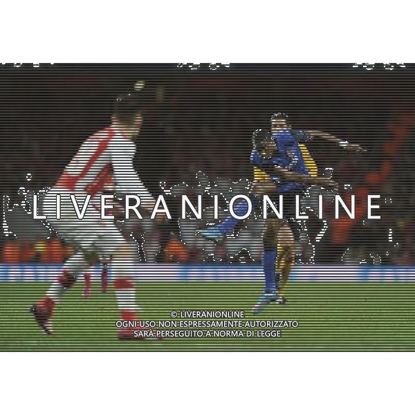 Monaco\'s Geoffrey Kondogbia scores the opening goal against Arsenal Photographer Ashley Western/CameraSport Football - UEFA Champions League Second Round 1st Leg - Arsenal v Monaco - Wednesday 25th February 2015 - Emirates Stadium - London © CameraSport - 43 Linden Ave. Countesthorpe. Leicester. England. LE8 5PG - Tel: +44 (0) 116 277 4147 - admin@camerasport.com - www.camerasport.com AG ALDO LIVERANI SAS ONLY ITALY