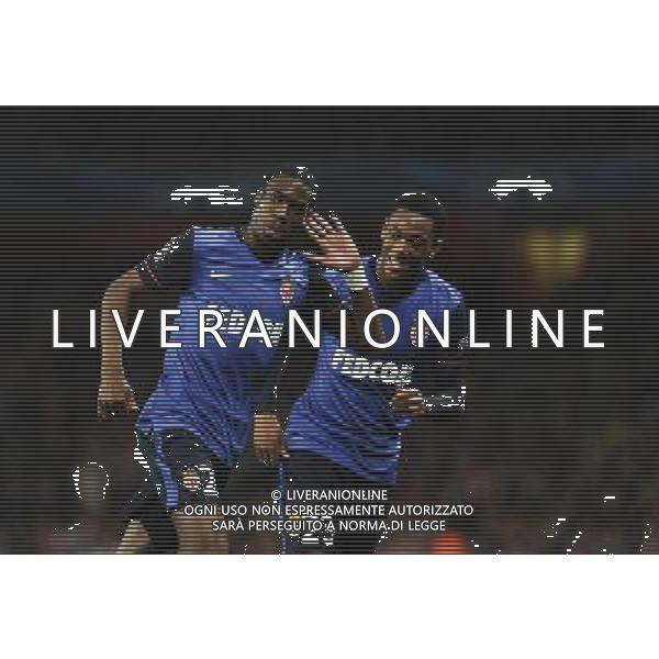 Monaco\'s Geoffrey Kondogbia celebrates scoring the opening goal against Arsenal Photographer Ashley Western/CameraSport Football - UEFA Champions League Second Round 1st Leg - Arsenal v Monaco - Wednesday 25th February 2015 - Emirates Stadium - London © CameraSport - 43 Linden Ave. Countesthorpe. Leicester. England. LE8 5PG - Tel: +44 (0) 116 277 4147 - admin@camerasport.com - www.camerasport.com AG ALDO LIVERANI SAS ONLY ITALY