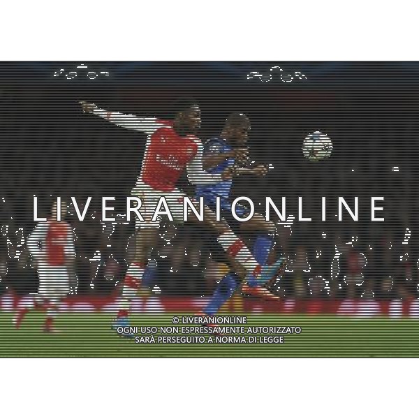Arsenal\'s Danny Welbeck battles with Monaco\'s Almary Toure Photographer Ashley Western/CameraSport Football - UEFA Champions League Second Round 1st Leg - Arsenal v Monaco - Wednesday 25th February 2015 - Emirates Stadium - London © CameraSport - 43 Linden Ave. Countesthorpe. Leicester. England. LE8 5PG - Tel: +44 (0) 116 277 4147 - admin@camerasport.com - www.camerasport.com AG ALDO LIVERANI SAS ONLY ITALY