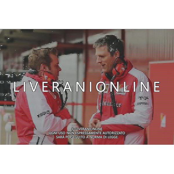(L to R): Dave Greenwood (GBR) Ferrari Race Engineer with James Allison (GBR) Ferrari Chassis Technical Director. 26.02.2015. Formula One Testing, Day One, Barcelona, Spain. AG ALDO LIVERANI SAS ONLY ITALY