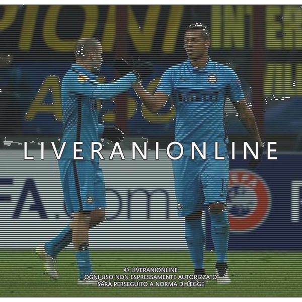 UEFA Europa League 2014/2015 Sedicesimi di Finale Ritorno Milano - 26.02.2015 Inter-Celtic Nella Foto: esultanza dopo il gol di fredy guarin del 1-0 con palacio /Ph.Vitez-Ag. Aldo Liverani