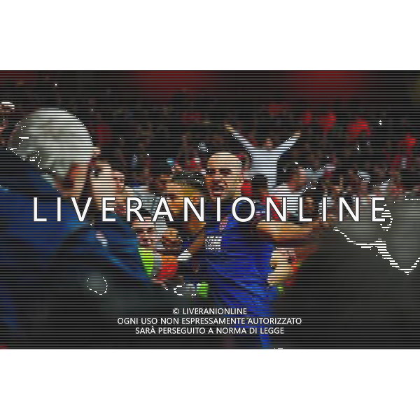 Joie Yannick FERREIRA CARRASCO / Aymen ABDENNOUR - 25.02.2015 - Arsenal / Monaco - 1/8Finale Champions League Photo : Winter Press / Icon Sport AG ALDO LIVERANI SAS ONLY ITALY *** Local Caption ***