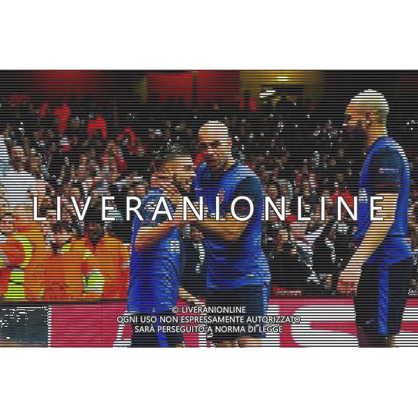 Joie Yannick FERREIRA CARRASCO / Aymen ABDENNOUR / Layvin KURZAWA - 25.02.2015 - Arsenal / Monaco - 1/8Finale Champions League Photo : Winter Press / Icon Sport AG ALDO LIVERANI SAS ONLY ITALY *** Local Caption ***