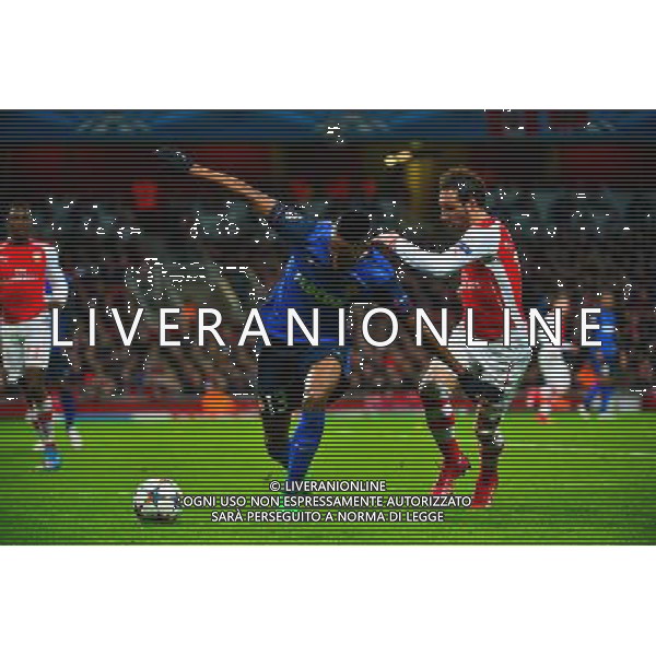 Wallace FORTUNA DOS SANTOS / Santi CAZORLA - 25.02.2015 - Arsenal / Monaco - 1/8Finale Champions League Photo : Winter Press / Icon Sport AG ALDO LIVERANI SAS ONLY ITALY *** Local Caption ***