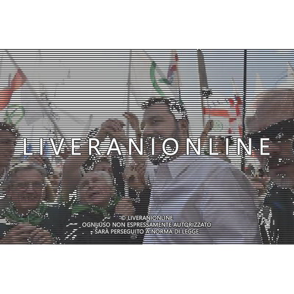 ROMA 28-02-2015 MANIFESTAZIONE DELLA LEGA NORD CONTRO RENZI A CASA ORGANIZZATA DA MATTEO SALVINI NELLA FOTO MATTEO SALVINI FOTO FABRIZIO CORRADETTI-AG ALDO LIVERANI SAS