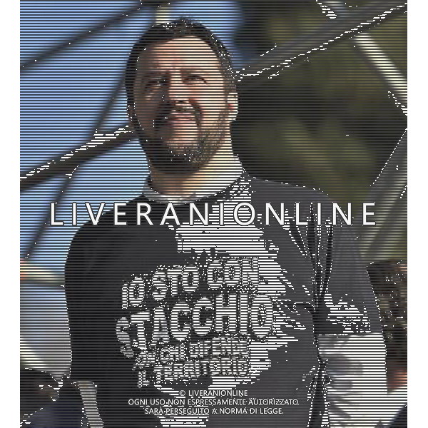 ROMA 28-02-2015 MANIFESTAZIONE DELLA LEGA NORD CONTRO RENZI A CASA ORGANIZZATA DA MATTEO SALVINI NELLA FOTO: MATTEO SALVINI FOTO FABRIZIO CORRADETTI-AG ALDO LIVERANI SAS