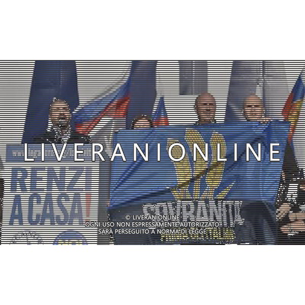 ROMA 28-02-2015 MANIFESTAZIONE DELLA LEGA NORD CONTRO RENZI A CASA ORGANIZZATA DA MATTEO SALVINI NELLA FOTO: DI STEFANO DI CASAPOUND FOTO FABRIZIO CORRADETTI-AG ALDO LIVERANI SAS