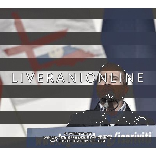 ROMA 28-02-2015 MANIFESTAZIONE DELLA LEGA NORD CONTRO RENZI A CASA ORGANIZZATA DA MATTEO SALVINI NELLA FOTO: DI STEFANO DI CASAPOUND FOTO FABRIZIO CORRADETTI-AG ALDO LIVERANI SAS