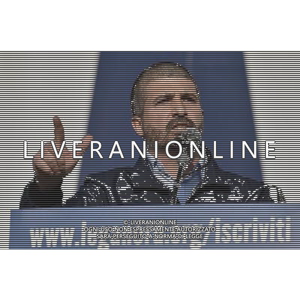 ROMA 28-02-2015 MANIFESTAZIONE DELLA LEGA NORD CONTRO RENZI A CASA ORGANIZZATA DA MATTEO SALVINI NELLA FOTO: DI STEFANO DI CASAPOUND FOTO FABRIZIO CORRADETTI-AG ALDO LIVERANI SAS