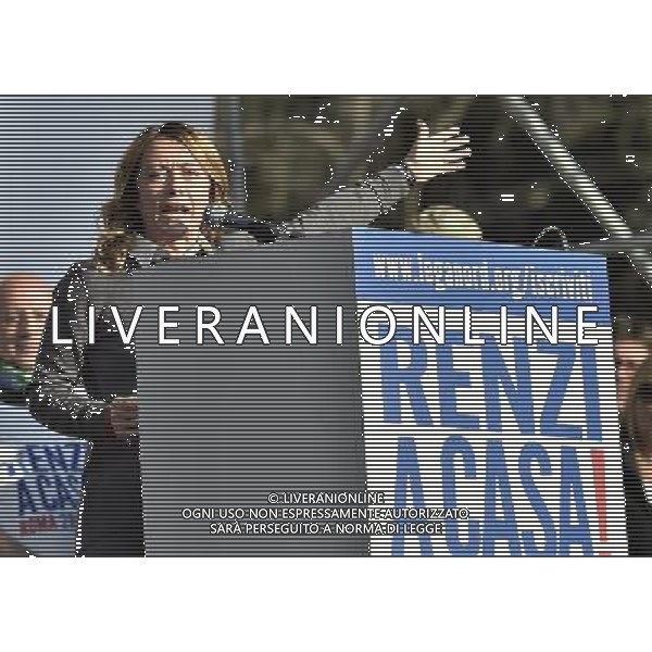ROMA 28-02-2015 MANIFESTAZIONE DELLA LEGA NORD CONTRO RENZI A CASA ORGANIZZATA DA MATTEO SALVINI NELLA FOTO: GIORGIA MELONI FOTO FABRIZIO CORRADETTI-AG ALDO LIVERANI SAS