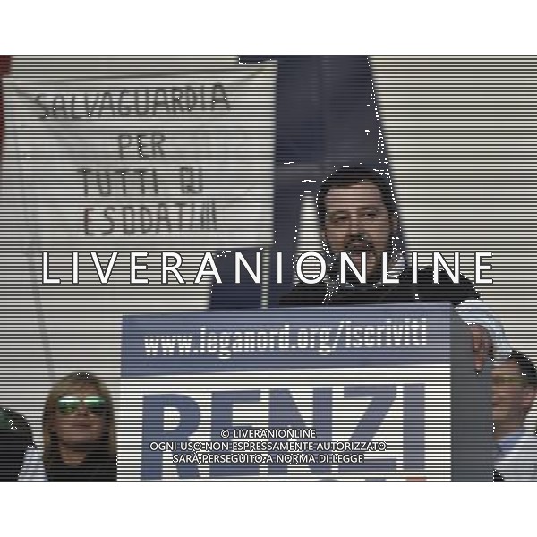 ROMA 28-02-2015 MANIFESTAZIONE DELLA LEGA NORD CONTRO RENZI A CASA ORGANIZZATA DA MATTEO SALVINI NELLA FOTO: MATTEO SALVINI FOTO FABRIZIO CORRADETTI-AG ALDO LIVERANI SAS